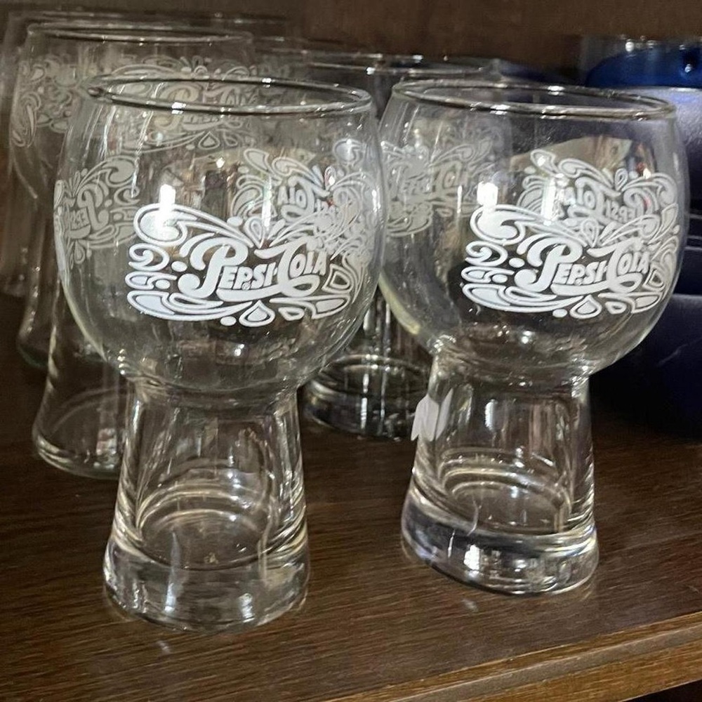 Pepsi Clear Glass Goblet Set with White Logo